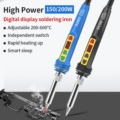 LUXIANZI 150W Digital Electric Soldering Iron Set 220V 200-600°C Adjustable Temperature LCD Solder Iron Welding Repair Tools Kit