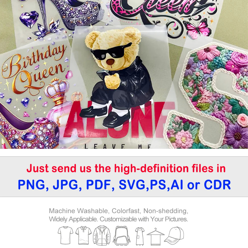 Custom Logo Or Photos Heat Transfers For Clothing DIY A-Level Washable Tshirts Thermal Stickers DTF Iron on Transfers Patches