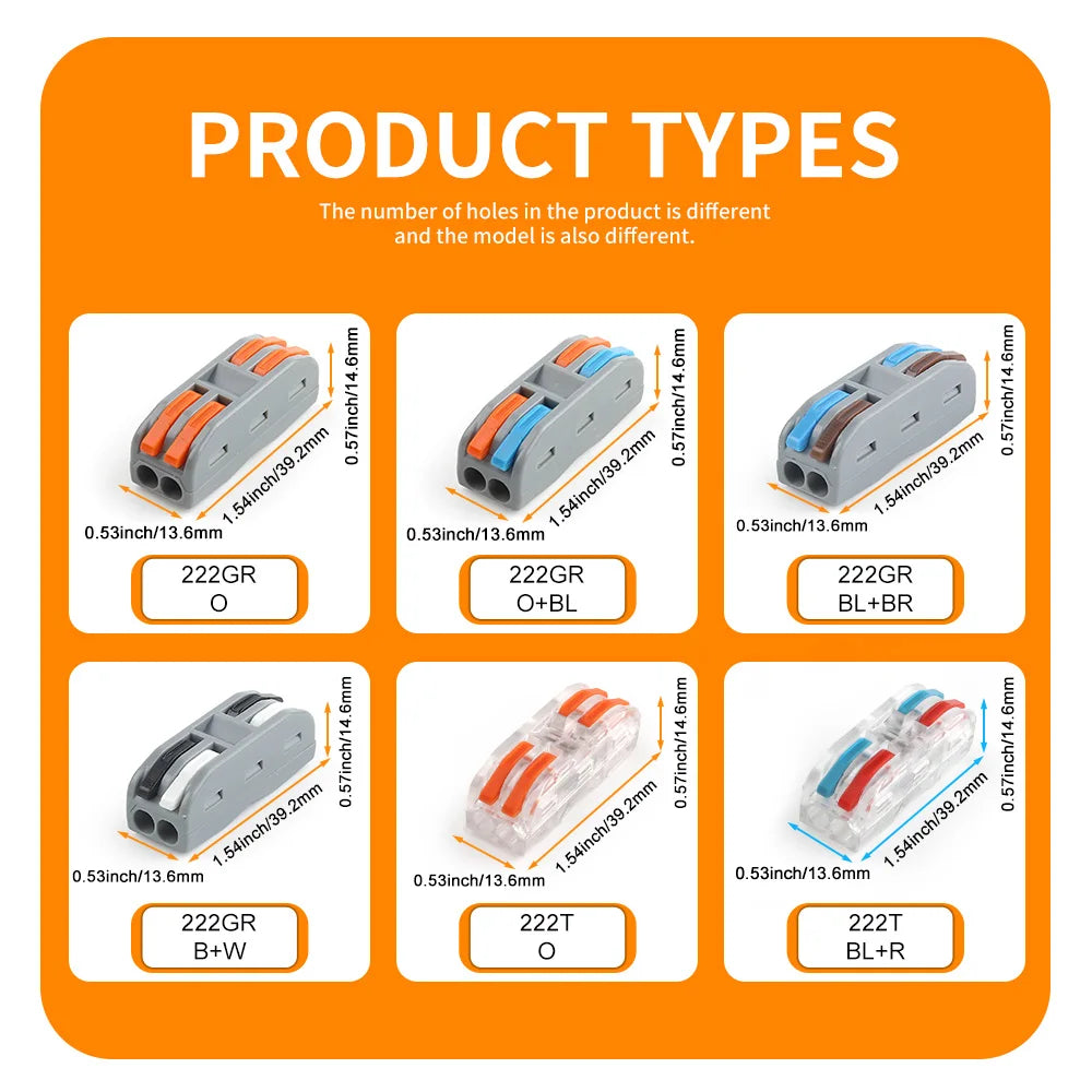DIY GO 25PCS Universal Compact Fast BUTT Wire Connector Push-in Lever Splice Terminal Block 2/3/4/5 Pin Home LED Lighting Wiring