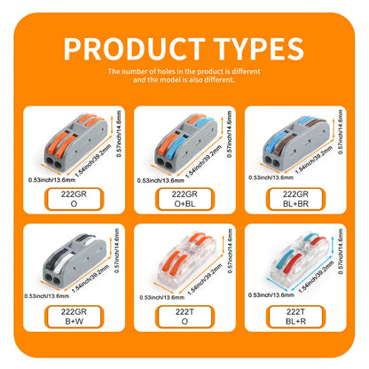 DIY GO 25PCS Universal Compact Fast BUTT Wire Connector Push-in Lever Splice Terminal Block 2/3/4/5 Pin Home LED Lighting Wiring