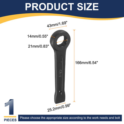 Uxcell Box End Striking Ring Wrench 17mm-48mm Metric CR-V Steel 12-Point Flat Strike Wrench Baking Paint Single Head Spanner