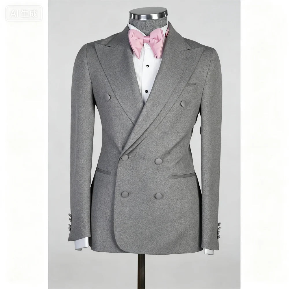 Rose Pink 2-Piece Men's Tuxedo with Spacious Lapel for Wedding Banquet Party Formal Men's Clothing Custom-Made Di