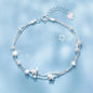 2pcs/set 925 Sterling Silver Heart Bracelet Necklace Jewelry Set for Women Korean Adjustable Charm Bracelet Luxury Party Jewelry