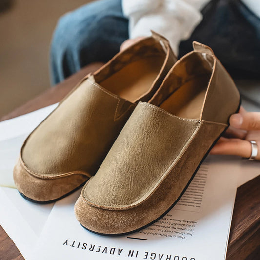 Fashion Mens Casual Shoes Soft Leather Comfort Man Loafers Outdoor Walking Half Slippers Breathable Lazy Driving Shoes Moccasins