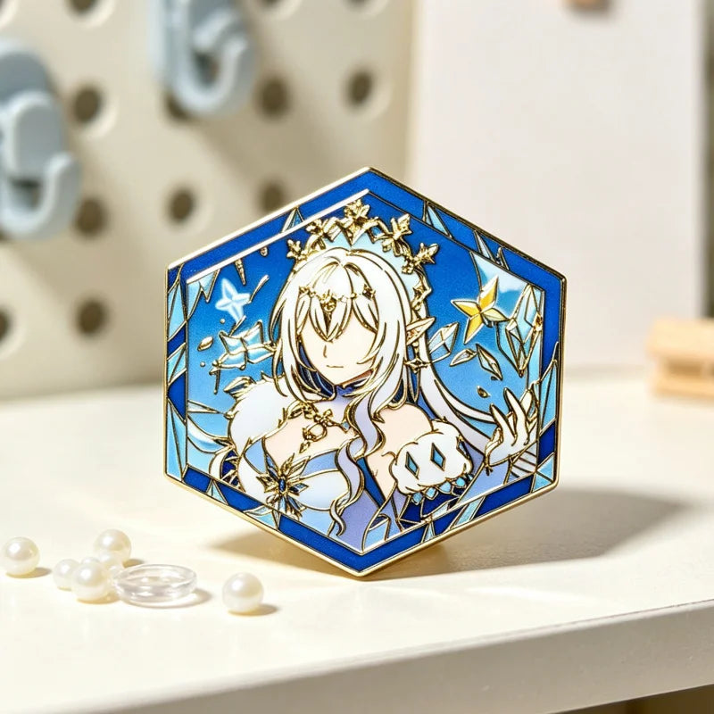 Genshin Impact Hard Enamel Pin Columbina Flins Odette Anastasya Badges Lapel Pin Cartoon Anime Brooches Backpack Decoration