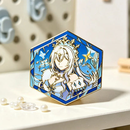 Genshin Impact Hard Enamel Pin Columbina Flins Odette Anastasya Badges Lapel Pin Cartoon Anime Brooches Backpack Decoration