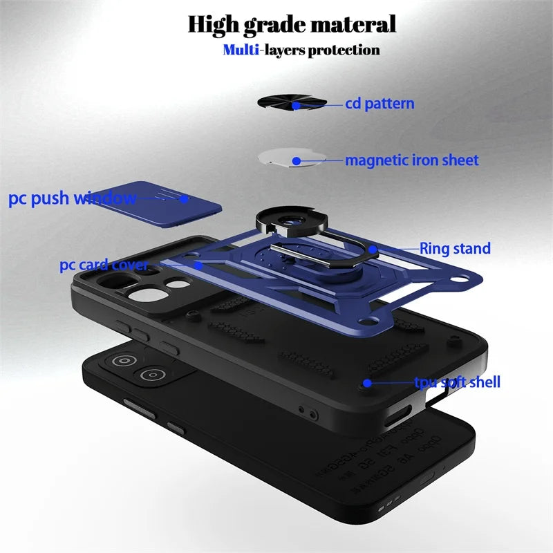 Armor Funda For OPPO A6 Pro 5G Case Slide Lens Protect Car Magnetic Holder Ring Phone Case For Oppo A 6 Pro A6Pro 4G Back Cover