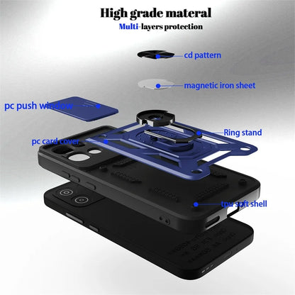 Armor Funda For OPPO A6 Pro 5G Case Slide Lens Protect Car Magnetic Holder Ring Phone Case For Oppo A 6 Pro A6Pro 4G Back Cover