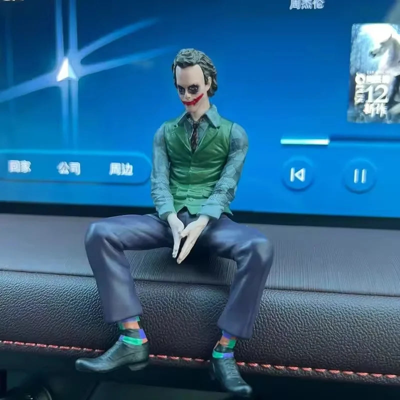 10cm Joker Heath Ledger Sitting Posture Figures Roof Decoration Car Doll Tail And Roof Pendant Model Collectable Statue Toys