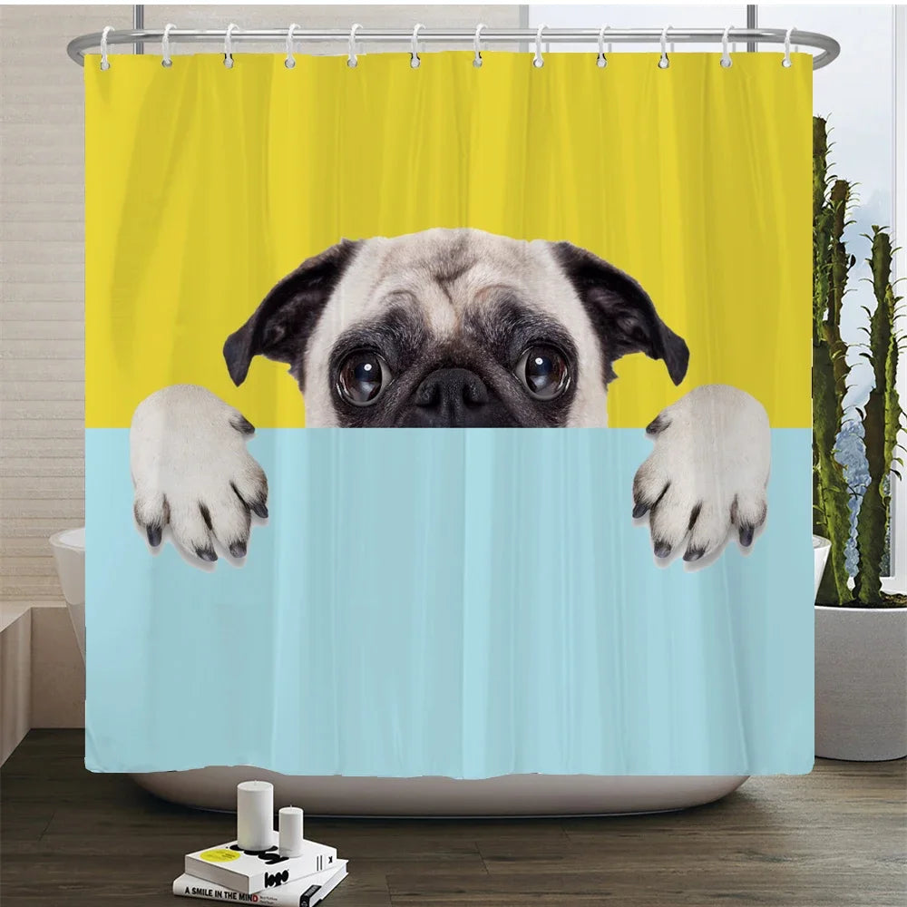 Cat shower curtains bathroom shower curtain Cute 3D fabric shower curtain with hooks funny waterproof shower curtain or Mat