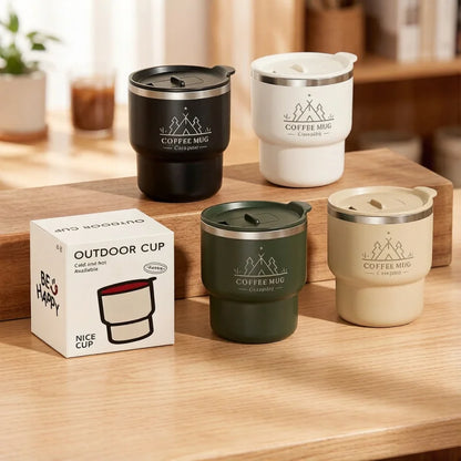 400ml 304 Stainless Steel Double Layer Thermal Cup, Insulated Water Mug for Office Milk Coffee, Student Portable Sealed Tumbler