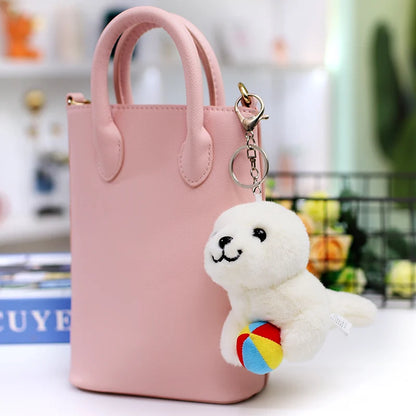 Seal Shark Whale Beluga Keychain Pendant Doll Mini Marine Animal Plush Keyring  Backpack Pendant Decor Kawaii Pendant Doll