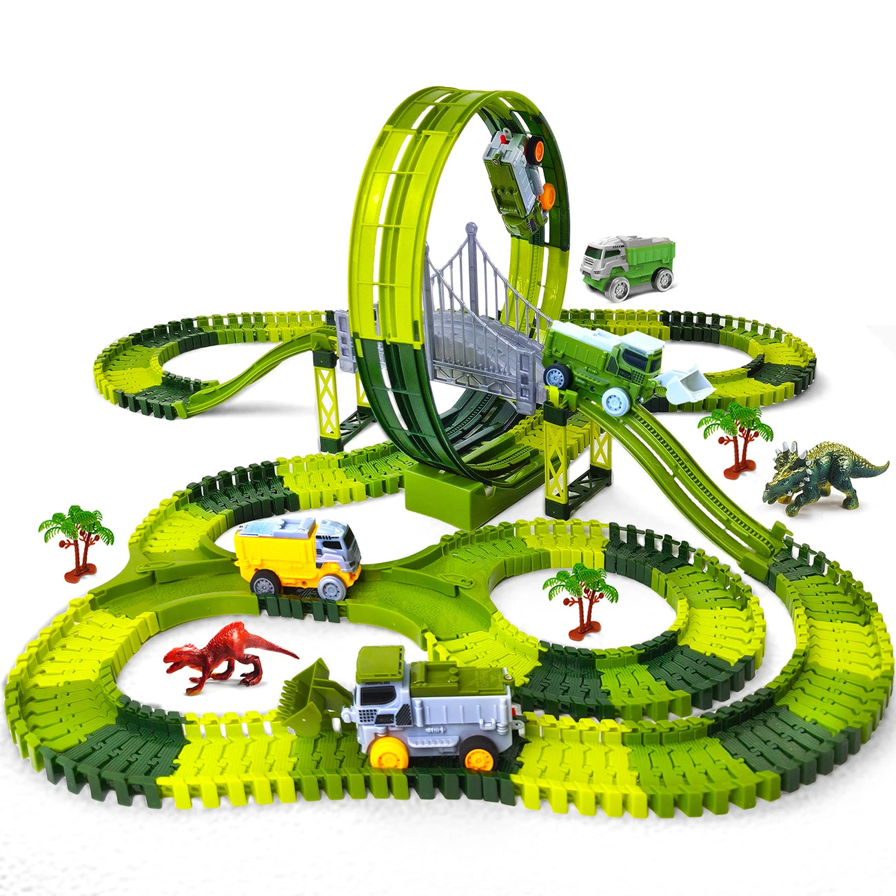 Electric Dinosaur Racing Car Track Set Magic Climbing Flexible Rail Car Educational Puzzle Toy for Kids