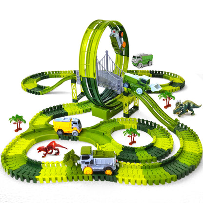 Electric Dinosaur Racing Car Track Set Magic Climbing Flexible Rail Car Educational Puzzle Toy for Kids