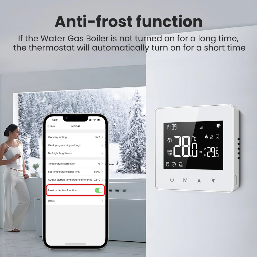 AVATTO WiFi Zigbee Thermostat Smart Home Battery powered Temperature Controller For Gas Boiler works with Tuya Alexa Google home
