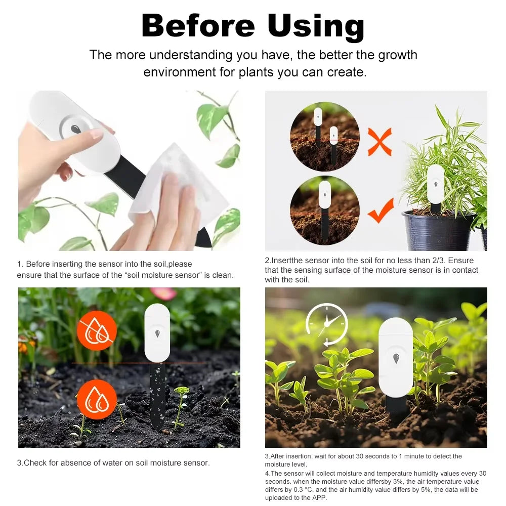 ZigBee Soil Moisture Sensor Temperature Humidity Meter Automation Irrigation Detector Work with Home Assistant Zigbee2mqtt