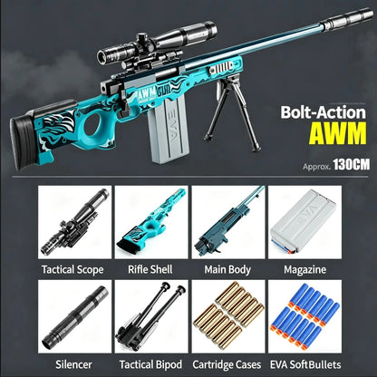 130cm Large Kar98k Soft Bullet Gun, Capable Of Firing Soft Bullets, Throwing Toy Soft Bullet Gun, Birthday Gift Toy Gun Model