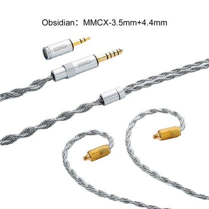 Yongse Obsidian Cable Silver-plated Single Crystal Copper Earphones Upgrade Cable Switchable Plug: 3.5mm +4.4mm