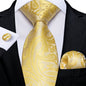 Black And Silver Paisley Floral Men's Ties Gray Blue Pink Wedding Accessories Neck Tie Set Handkerchief Cufflinks Gift For Men