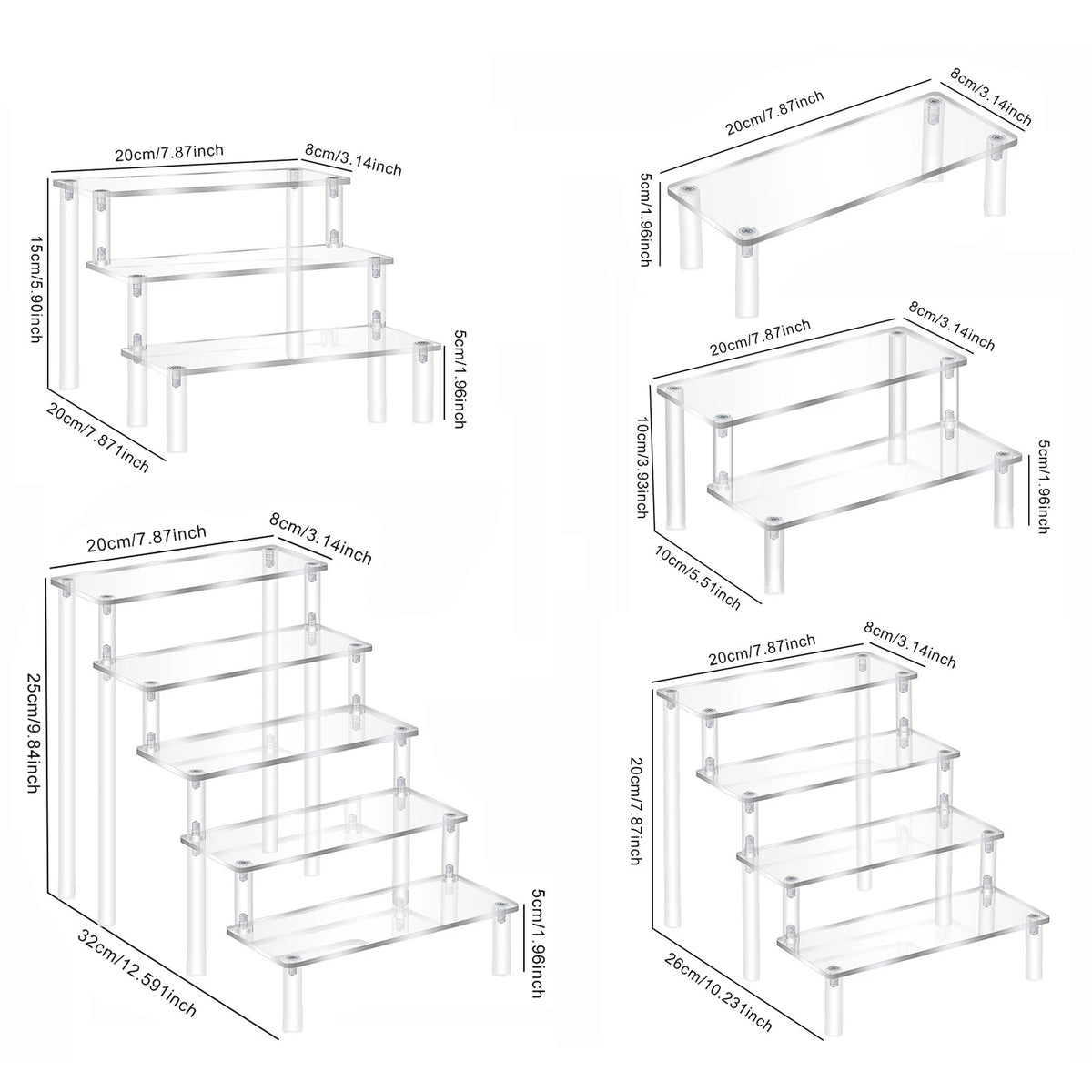 Acrylic Display Risers,Perfume Organizer,Display Riser,Cupcake Display Stand Steps, Organizer Shelf Stand for Figures, Dessert