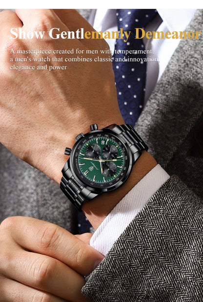 POEDAGAR Luxury Fashion Men Wristwatch Waterproof Luminous Chronograph Date Man Watch Stainless Steel Sport Quartz Men's Watches