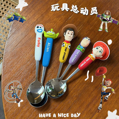 Toy Story 5 Spoon Fork Cutlery Set Woody Buzz Lightyear Jessie Forky Alien Cartoon Character Birthday Christmas Gift For Fans