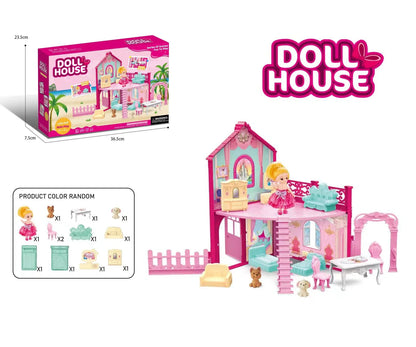 Girls Villa Castle Model Building Block Sets  DIY Bricks Toys  Doll house Villa Children Pretend Play Toys for Girls Gift