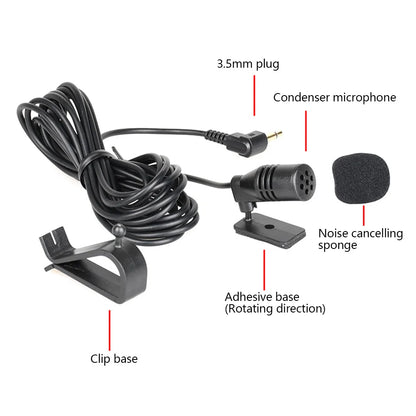 3.5mm Clip Jack Plug Mic Car Audio Microphone Stereo Mini Wired External Microphone For Auto DVD Radio 3m Long Professionals