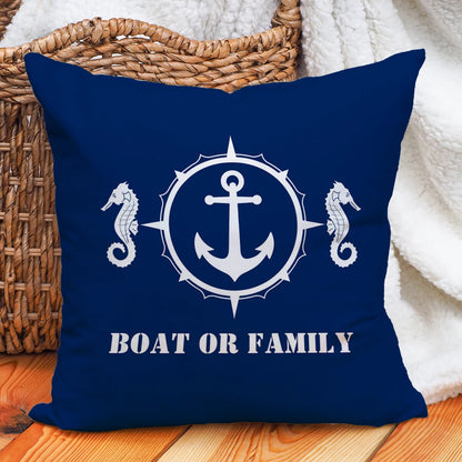 Custom Boat Name Pillow Covers Personalized Nautical Anchor Cushion Cases for Yacht Home Decor Beach House Welcome Aboard