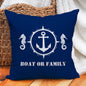 Custom Boat Name Pillow Covers Personalized Nautical Anchor Cushion Cases for Yacht Home Decor Beach House Welcome Aboard