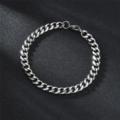 LETAPI Fashion Stainless Steel Curb Cuban Chain Bracelet for Men Women Hip Hop Couple Unisex Wrist Hand Jewelry Gift Party