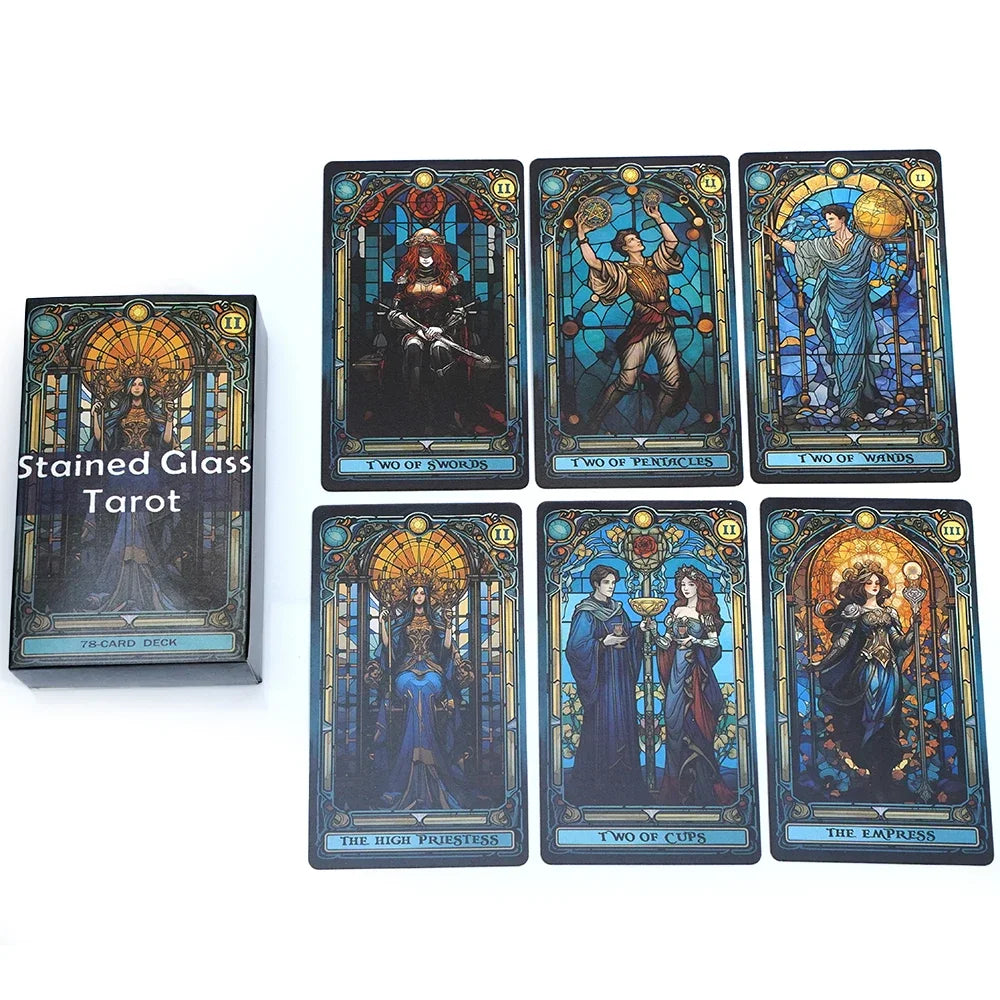 Tarot Cards Stained Glass Tarot Deck Divination and Insight Explore the Mystical World of Tarot Cards Oracle Card Board Game
