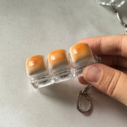 New Caramel Bread Design Fidget Keychain Keys Button DIY Keyboard Button Keycap Keychain Pass The Time Keycap Clicker Toy Adult