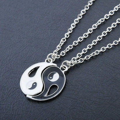 Couple Bracelets Rings Yin Yang Tai Chi Alloy Pendant Adjustable Braid Chain Necklace Matching Lover Bracelet Necklace Earring
