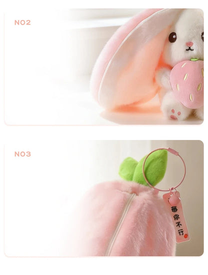 New Cute Fruit Bunny Plush Toy Creative Durian Pineapple Carrot Strawberry Turn Into Rabbit Soft Doll Birthday Christmas Gift