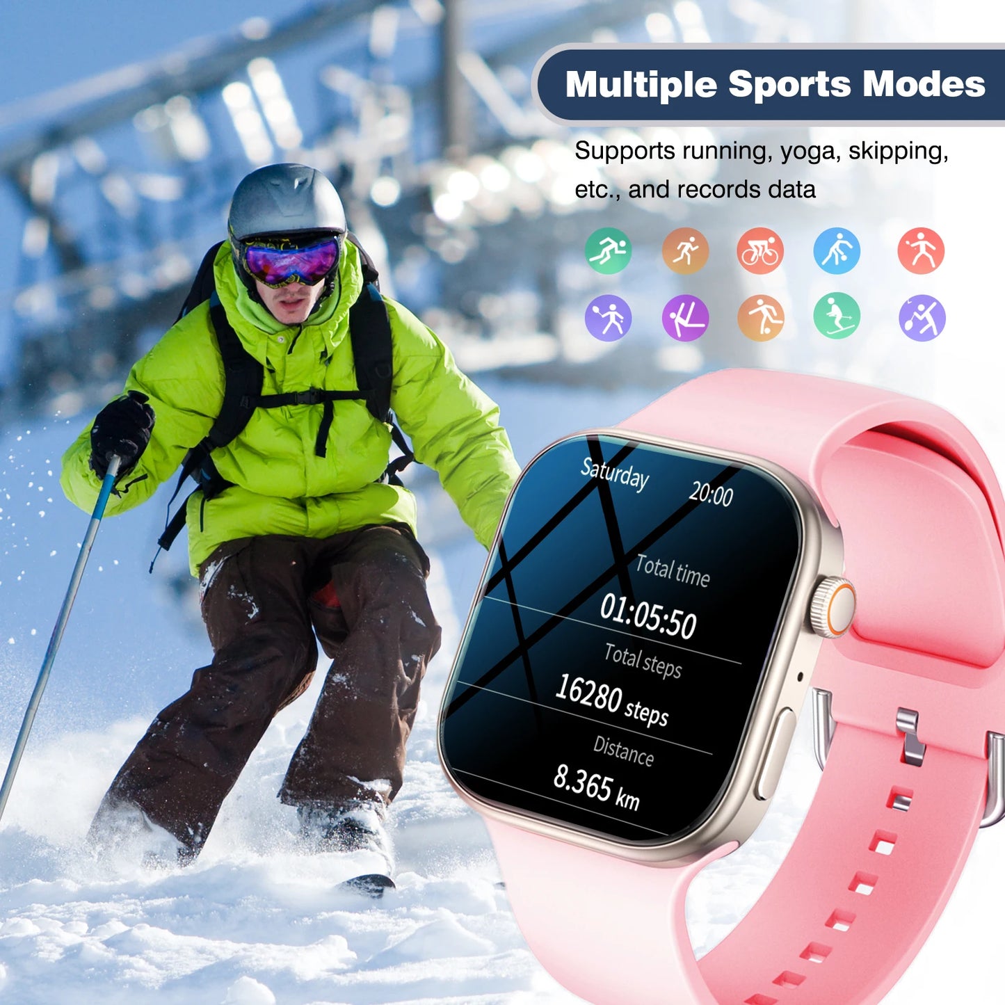 2.02 Inch HD Smartwatch, 1 Count Fashionable Smartwatch with BT Calling & Check Weather, Sports Tracking Smartwatch for Android