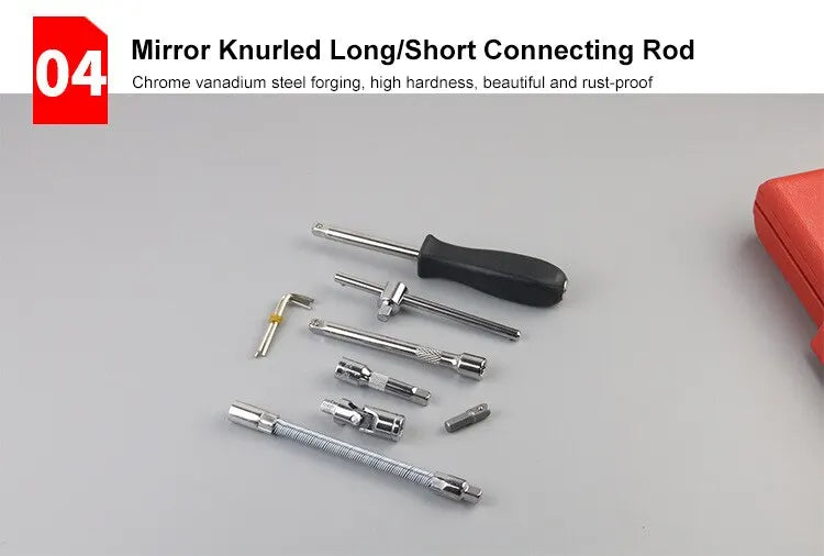 46pcs Drive Ratchet Torque Wrench Combo Auto Repairing Set Mechanic Tool Car Repair Tool Kit 1/4-Inch Socket Set Car Repair Tool
