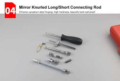 46pcs Drive Ratchet Torque Wrench Combo Auto Repairing Set Mechanic Tool Car Repair Tool Kit 1/4-Inch Socket Set Car Repair Tool