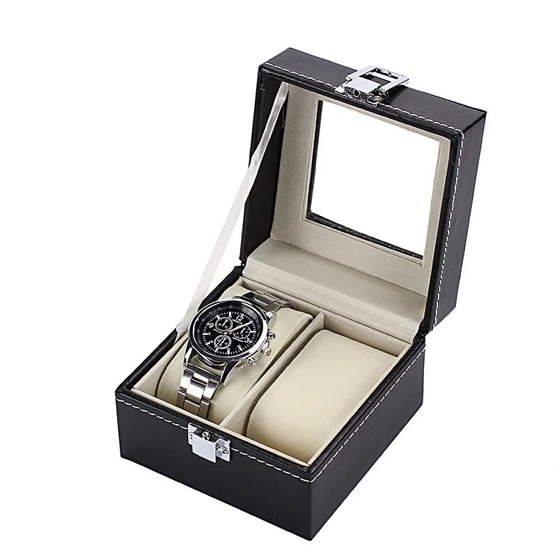 6/10/12Slots Gray Watch Boxes Watch Case with Large Glass Lid, Removable Watch Pillows, Watch Box Organizer, Gift for Loved Ones