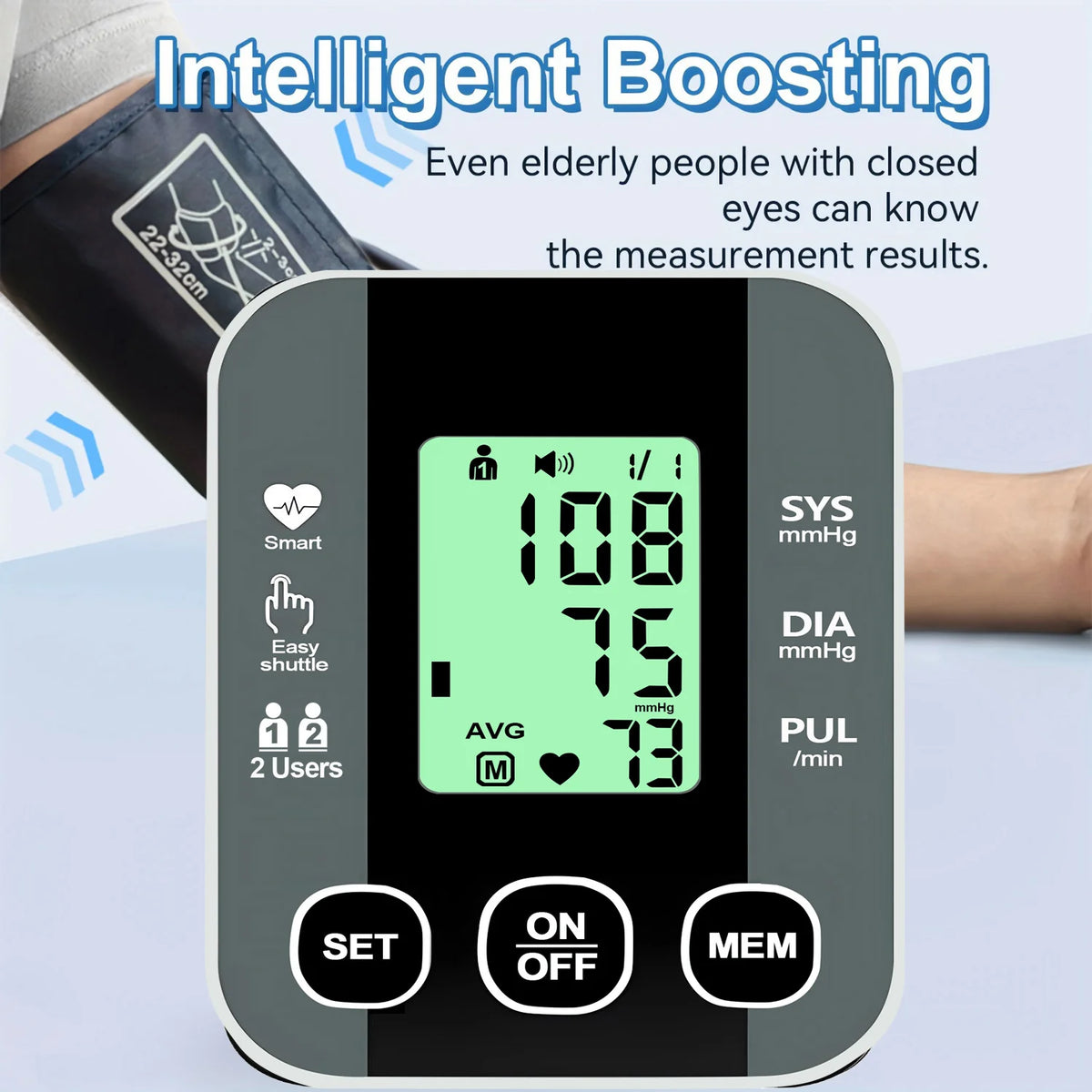 Digital Upper Arm Blood Pressure Monitor Bp Meter Machine Health Heart Rate Monitor Automatic Sphygmomanometer With LCD Display