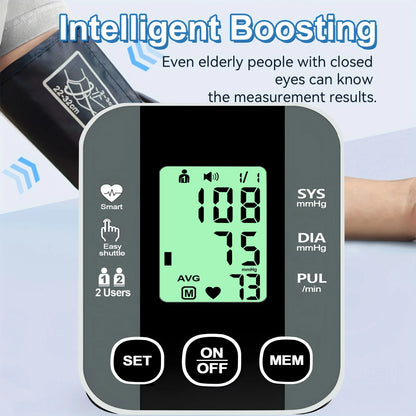 Digital Upper Arm Blood Pressure Monitor Bp Meter Machine Health Heart Rate Monitor Automatic Sphygmomanometer With LCD Display