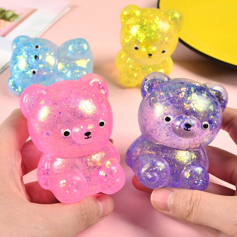 Fidget Bear Toy Squishys Glitter Gummy Bear Small Cute Animal Anti Stress Fidget Splat Decompressions Vent Squeeze Toy