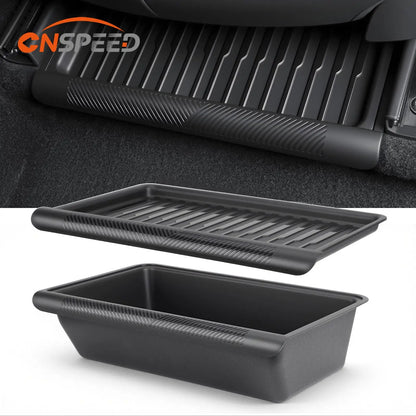 CNSPEED Under Seat Storage Box TPE Hidden Organizer Tray Space Box with Lid For Tesla Model Y 2020 2021-2024 Juniper 2025-2026