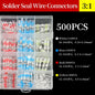 10 ~ 500pcs Solder Seal  Wire Connectors Kit Heat Shrink Butt Crimp Terminals Waterproof Electrical Cable Splice Connector