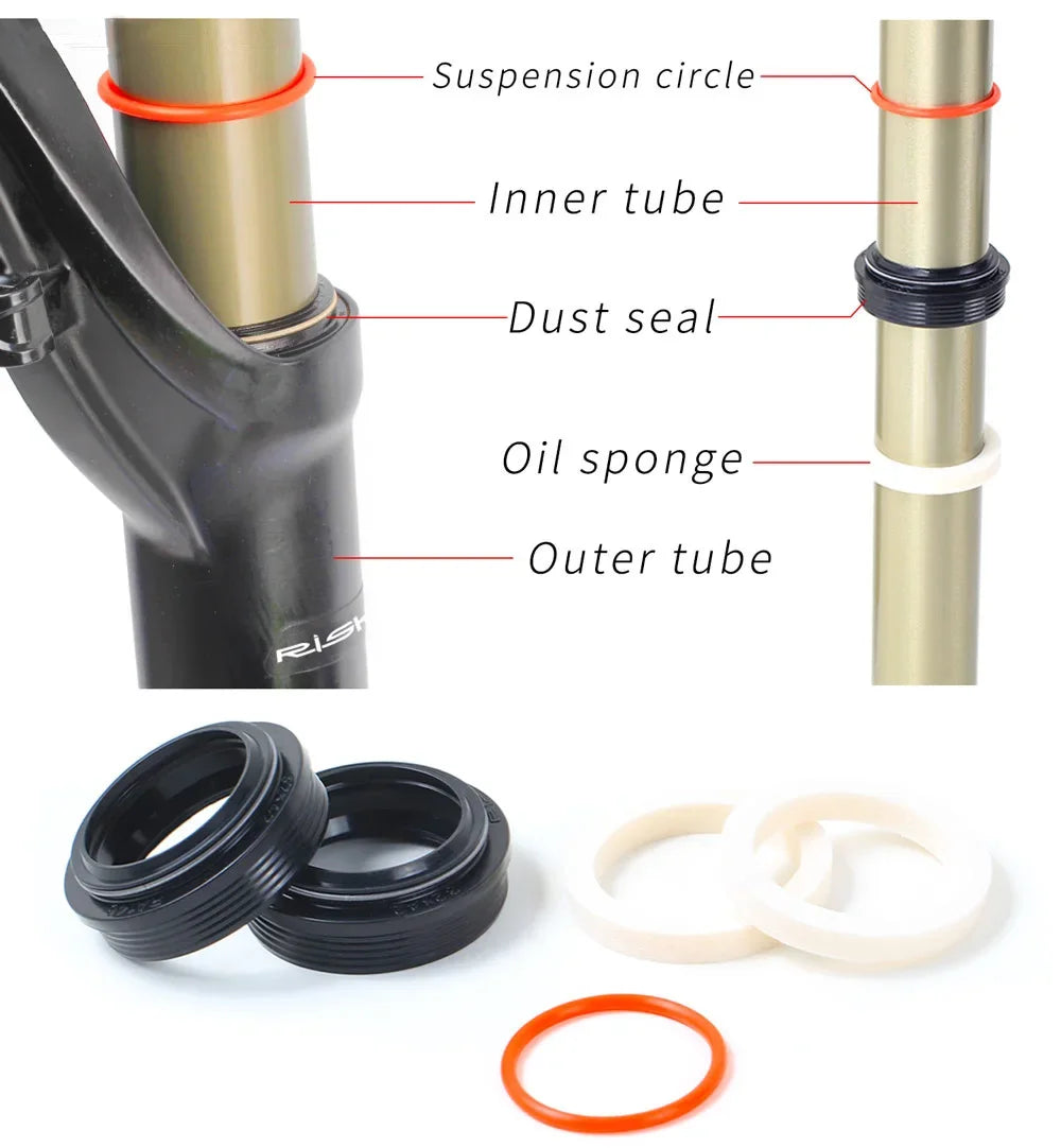 RISK Mountain Bike Suspension Front Fork Dust Seal Oil Sponge Ring 32 34 mm 35mm 36mm MTB Bicycle Fork Inner Tube Dust Seal Tool