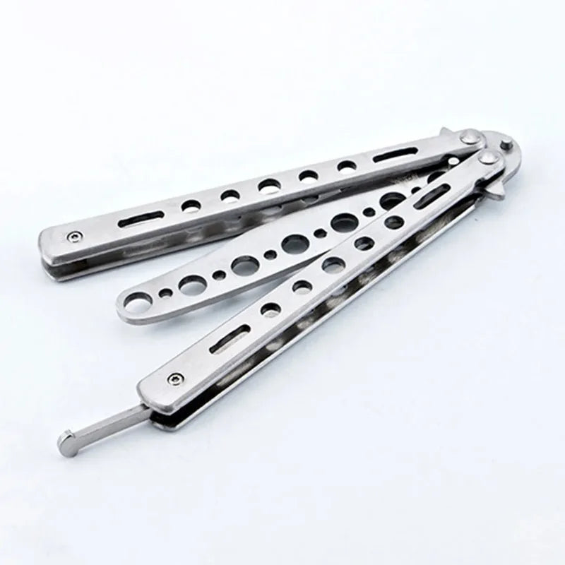 Martial Arts Practice Knife Portable Steel Metal Folding Butterfly Knife for Practicing Flipping Tricks