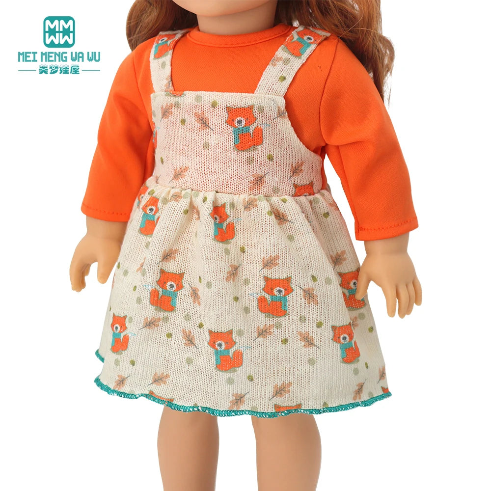Fits 17-18inch American Doll and New Born Doll Clothes Fashion Dresses, Hooded Jumpsuit, Cardigan Strap Skirts Toys Gifts