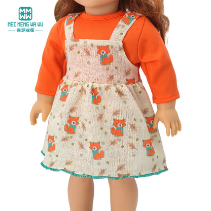 Fits 17-18inch American Doll and New Born Doll Clothes Fashion Dresses, Hooded Jumpsuit, Cardigan Strap Skirts Toys Gifts