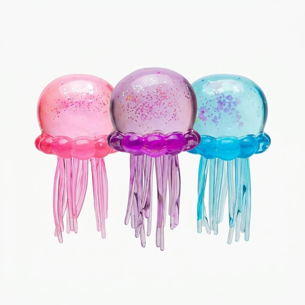 3 Colors Jellyfish Squishy Toy Set Soft Silicone Anti-Stress Squeeze Toy Cute Ocean Animal Fidget Toy for Party Favors Slow