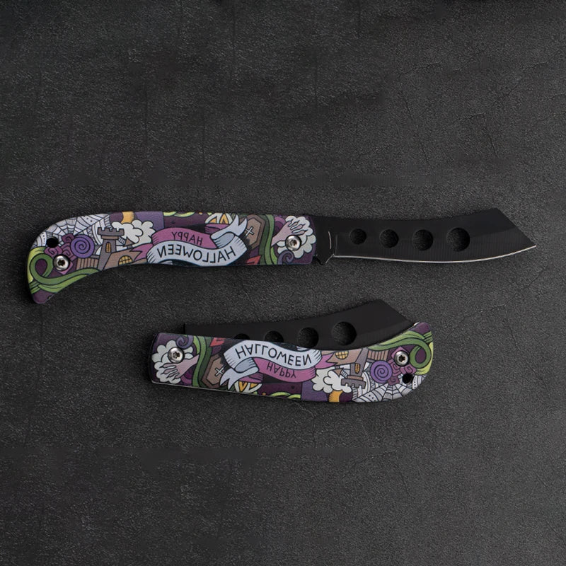 Pocket Portable Mini Folding Knife Stainless Steel Self-defense EDC Multi-purpose Camping Camp tools Halloween style